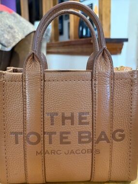 Marc Jacobs The Leather Mini Tote Bag Argan Oil Brown Crossbody